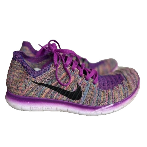Nike Free RN Flyknit Women's Size 8 Running Shoes Hyper Purple Lace Up Athletic - Picture 2 of 11